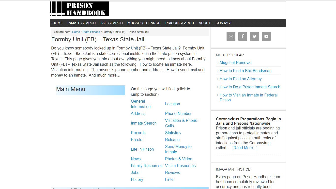 Formby Unit (FB) – Texas State Jail - Prison Handbook